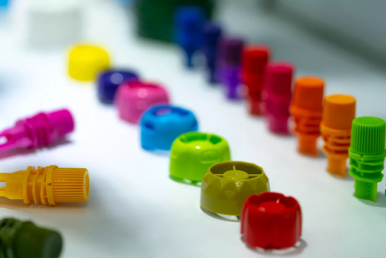 Different type of plastic bottle cap of food and drink product.