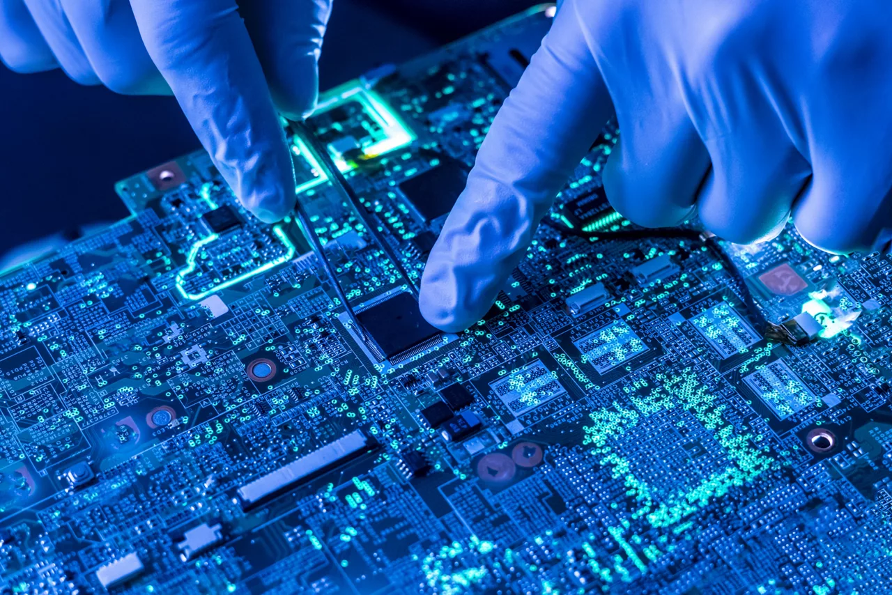 Nahaufnahme einer schönen nanoelektronischen Technologieplatte