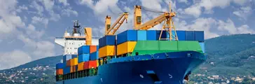 Merchant container ship with full cargo