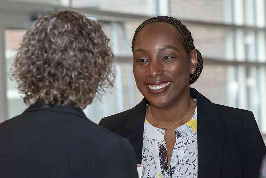Two women talking
