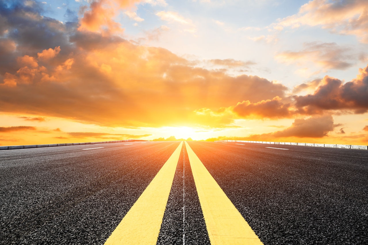 Road with sunset