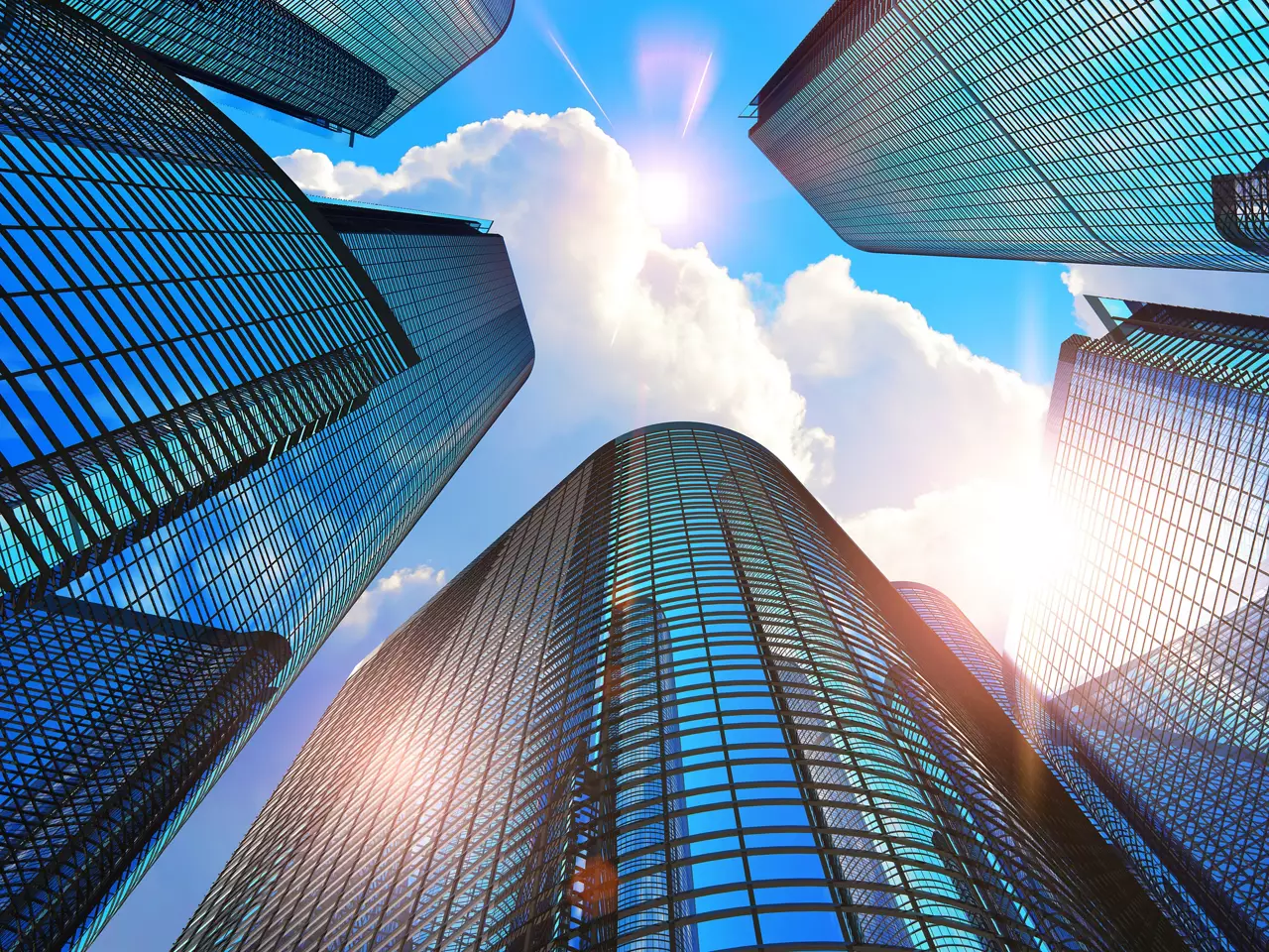 Downtown corporate business district architecture concept